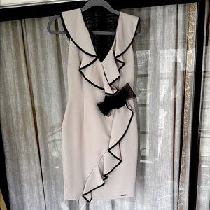 Rinascimento Black and Gray Asymmetrical Ruffled Cocktail Dress